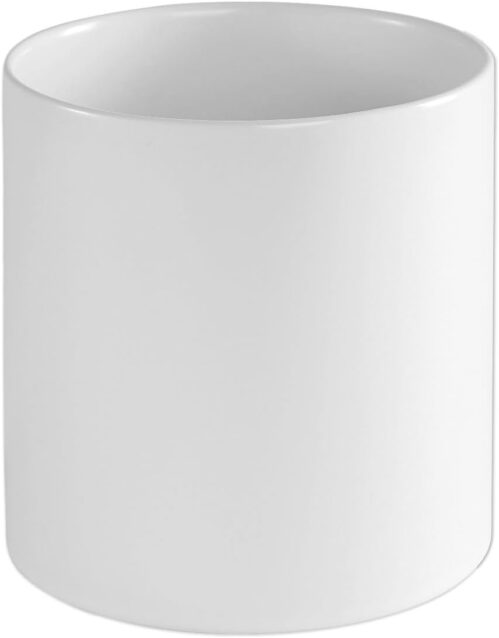 Lartzell Plant Pots, 6.7 Inch White Ceramic Planters for Indoor Outdoor Plants, Flower Pot with Drain Hole, Modern Matte Planters for Home Office & Decor