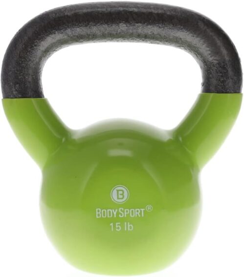 Body Sport Cast Iron Vinyl Coated Kettlebells – Kettlebell for Weight Lifting – Strength Training Kettlebell – Professional Fitness for Gym & At Home