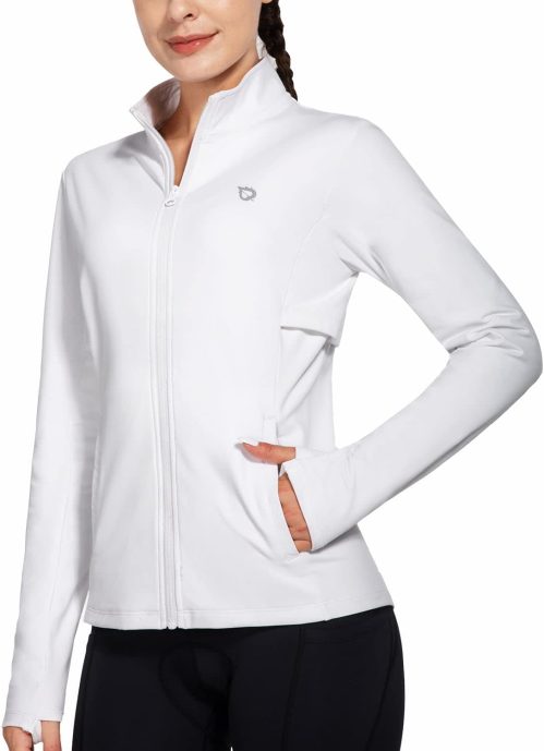 baleaf Women’s Fleece Running Jacket Water Resistant Full Zip Winter Cold Weather Gear Thermal Cycling Workout Jackets