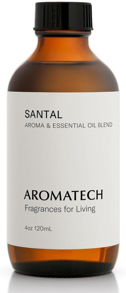 AromaTech Santal Aroma Essential Oil Blend: Luxury Hotel Inspired Aromatherapy with Amber, Vanilla, Cedar & Sandalwood for Ultrasonic Diffusers & Nebulizers – 4 fl oz, 120 mL