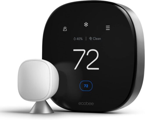 ecobee Smart Thermostat Premium with Smart Sensor and Air Quality Monitor – Programmable Wifi Thermostat – Works with Siri, Alexa, Google Assistant