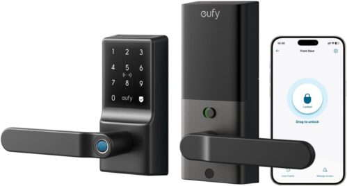 eufy Smart Lock C33, Keyless Fingerprint Door Lock with Handle, Integrated Wi-Fi, Remote Control via App, Biometric Entry Knob, Auto-Locking, IP53 Waterproof (2025 New Version)