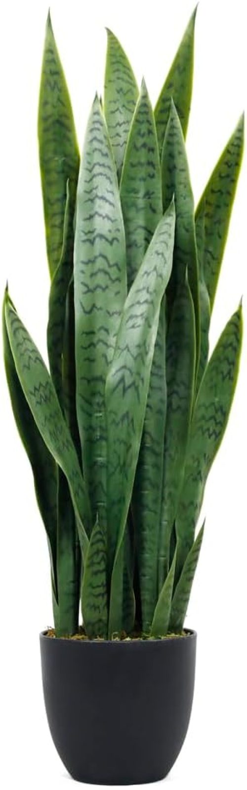KOL 3FT Artificial Snake Plant, Fake Sansevieria Indoor Outdoor, 28 Thick PE Leaves Lifelike Faux Silk Plants, Home Decor Mother in Law Tongue 35in, Greenery for Office Decoration, Green
