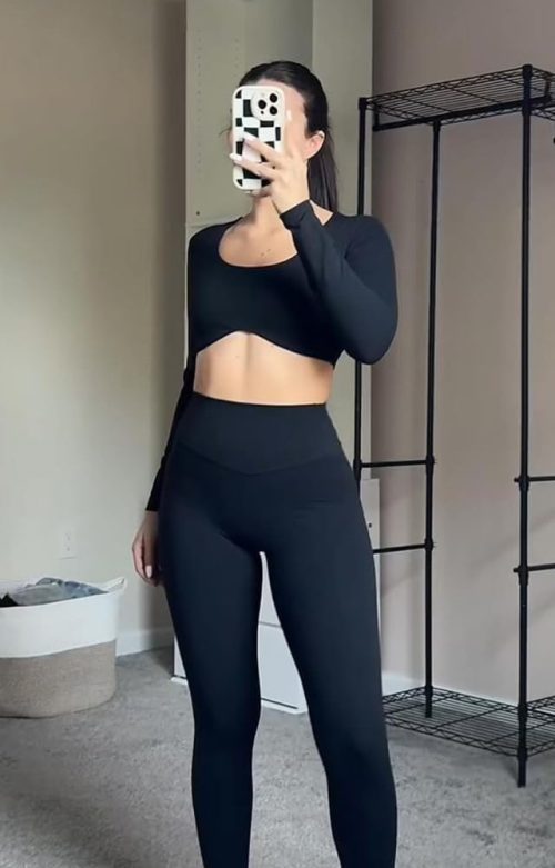 Aoxjox High Waisted Workout Leggings for Women Tummy Control Buttery Soft Yoga Metamorph Deep V Pants 26″