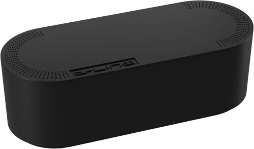 D-Line Cable Management Box, Power Strip Holder, Floor Outlet Hiders, Desk Cord Organizer, Cover TV Wires, Wire Storage, Extension Hider, Office Concealer for Cords, Baby Proof Cables – Large, Black