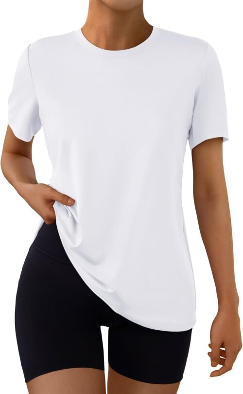 AUTOMET Women’s Workout Tops Short Sleeve Gym Shirts Summer Athletic Yoga Tshirts Loose Fit Casual Clothes 2025