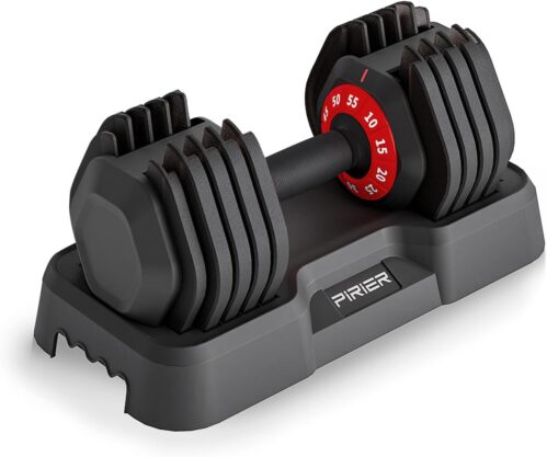Adjustable Dumbbell 55LB Single Dumbbell Weight, 10-in-1 Weight Dumbbells with Anti-Slip Metal Handle and Bicep Supports for Comprehensive Full Body Strength Training