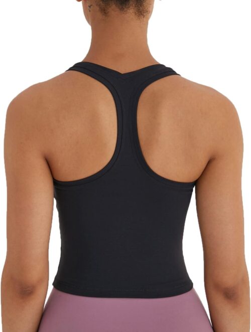 Women’s Cropped Racerback Tank Tops Running Workout Tops Active Yoga Tops