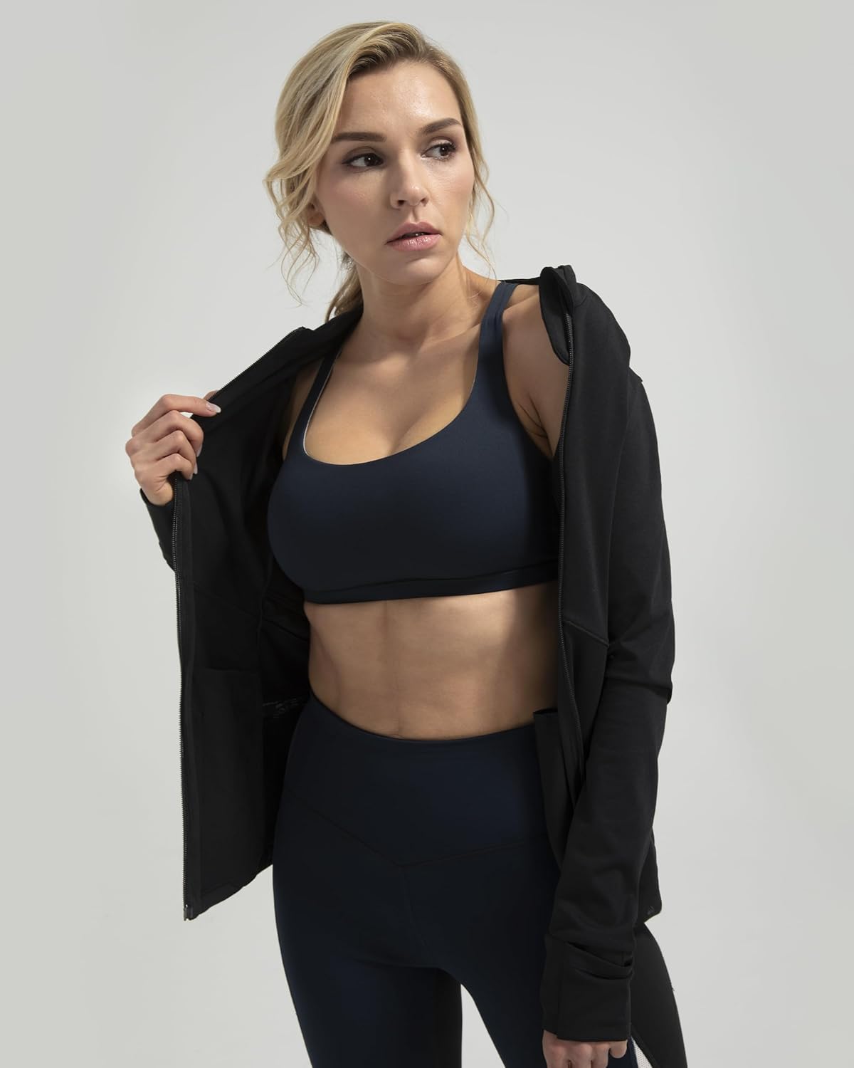 QUEENIEKE Women's Slim Fit Workout Jackets - Zip Up Athletic Running Jacket with Color-blocked Mesh & Thumb Holes - Image 5