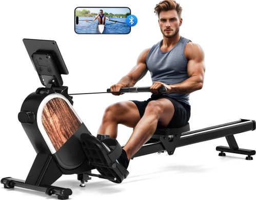 Rowing Machine, MOSUNY Magnetic Rowing Machines for Home 350 LB Weight Capacity, 16 Levels Resistance Row Machine with Dual Slide Rail, Bluetooth, App Compatible 2025