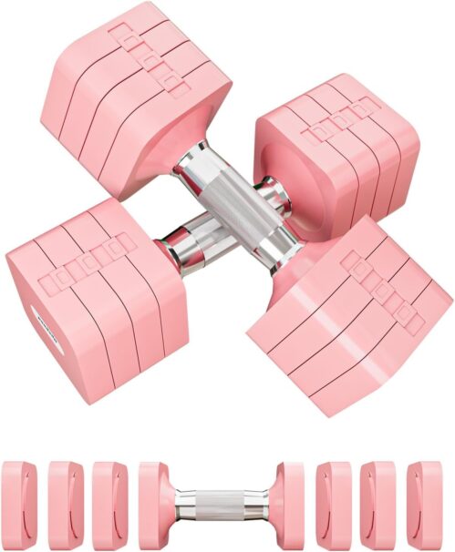 15LBS 20LBS Adjustable Dumbbell Set, 4 in 1 Free Weights Dumbbells Set for Women Men Hand Weights Set Adjust Dumbbell Weight Set for Home Gym Exercise Workout Strength Training Equipments