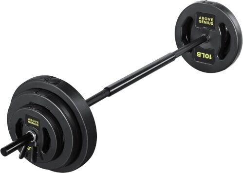 Barbell Weight Set for Lifting, 45 LB Weight Bar Set with Adjustable Free Weights for Workout Bar for Exercise Build Muscle in Home Gym