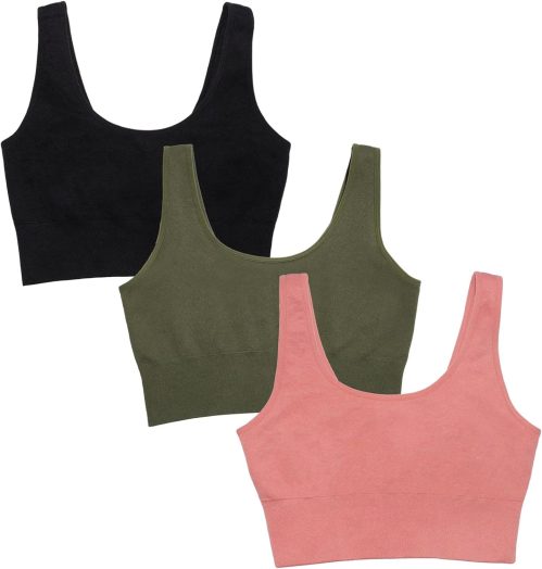 Fruit of the Loom Women’s 360 Stretch Longline Sport, Comfortable Wireless Bras, Seamless Full-Coverage for a Natural Shape