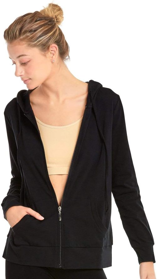 Sofra Women’s Thin Cotton Zip Up Hoodie Jacket