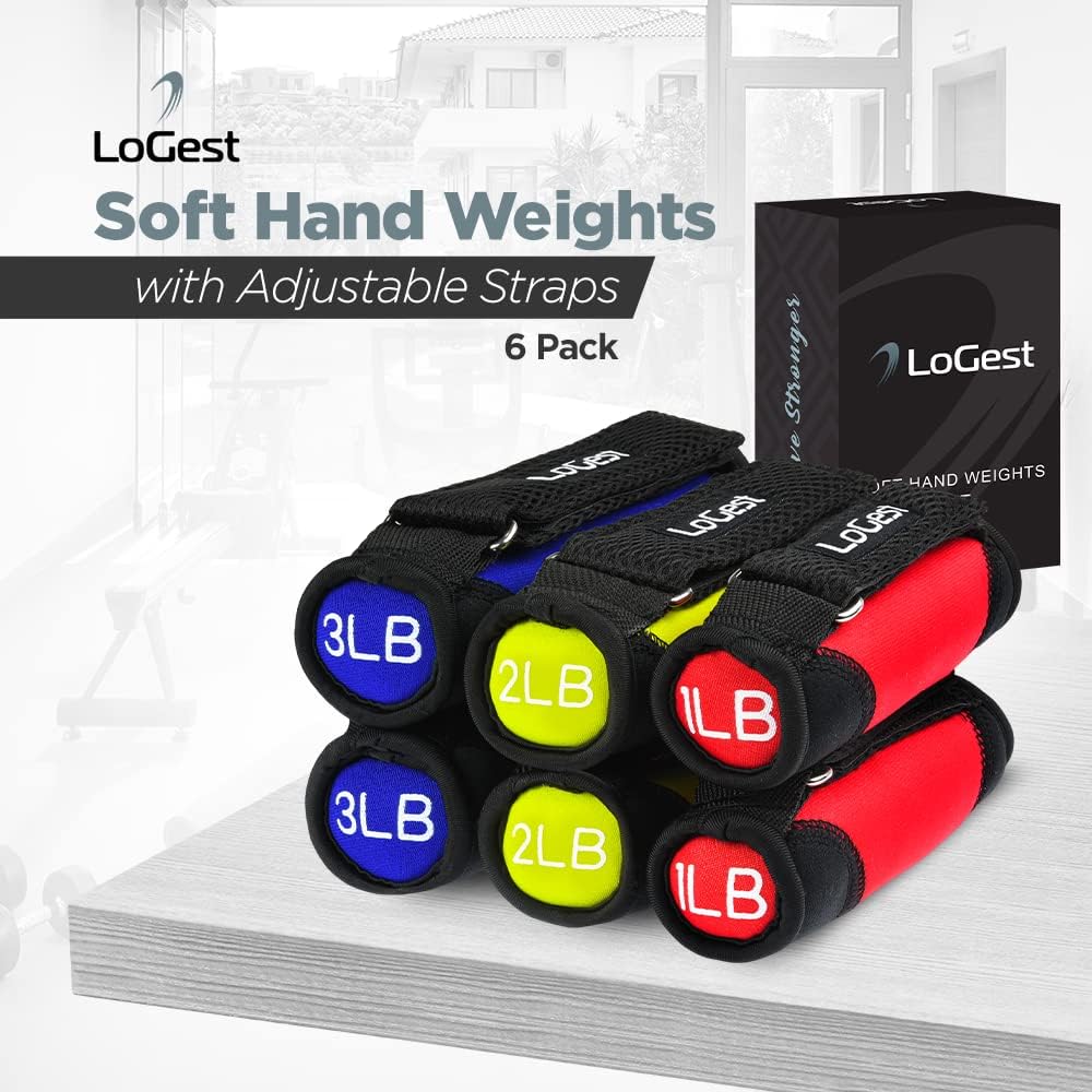 Logest Soft Hand Weights - Adjustable Neoprene Dumbbells (1LB, 2LB, 3LB, 4LB) - Red, Yellow, Blue, Purple - Velcro Straps - Weight Training, Walking, Jogging, Aerobics, Yoga - Image 7