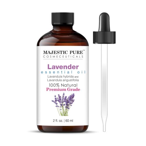 MAJESTIC PURE Lavender Essential Oil | 100% Pure and Natural Oil | Premium Grade Essential Oils for Hair Care, Home Diffusers, Skin, Aromatherapy, Massage and Humidifiers | 2 Fl Oz
