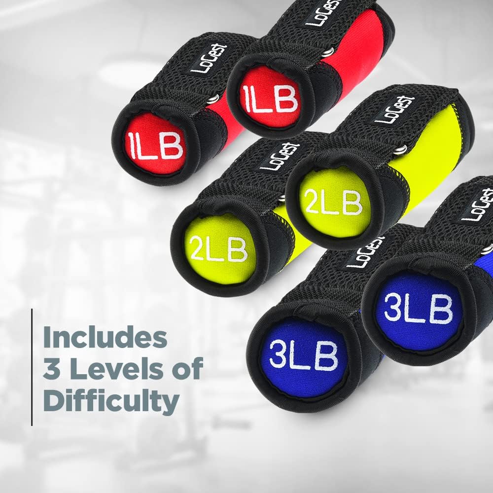 Logest Soft Hand Weights - Adjustable Neoprene Dumbbells (1LB, 2LB, 3LB, 4LB) - Red, Yellow, Blue, Purple - Velcro Straps - Weight Training, Walking, Jogging, Aerobics, Yoga - Image 5