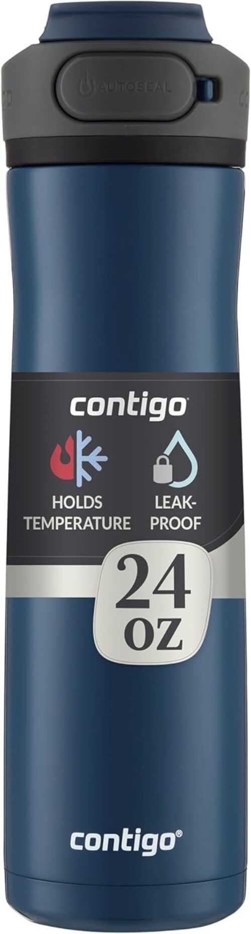 Contigo Cortland Chill 2.0 Blueberry Stainless Steel Water Bottle, Vacuum-Insulated, Spill-Proof Lid, 24oz, Ideal for Hot or Cold Drinks, Interchangeable Lid, Perfect for Kids & Adults