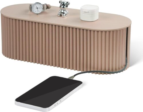 Cable Management Box Large Cable Organizer Box for Power Strips, Surge Protectors, Chargers, Adapters, TV Computer Wires Cable Hider Organizer Box with Cable Ties,Clip Holders – Khaki