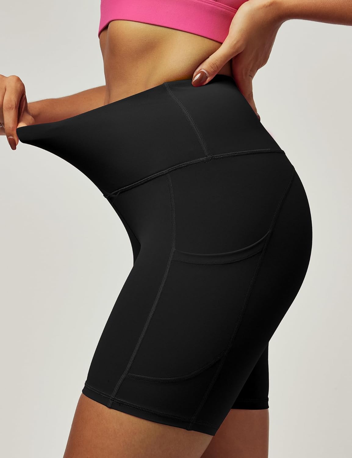 IUGA Biker Shorts Women 6" Tummy Control Workout Shorts Women with Pockets High Waisted Yoga Running Gym Spandex Compression - Image 4