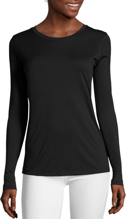 Hanes Women’s Cool DRI Long Sleeve Performance T-Shirt, Moisture-Wicking Tee, 40+ UPF Protection, 1 or 4 Pack