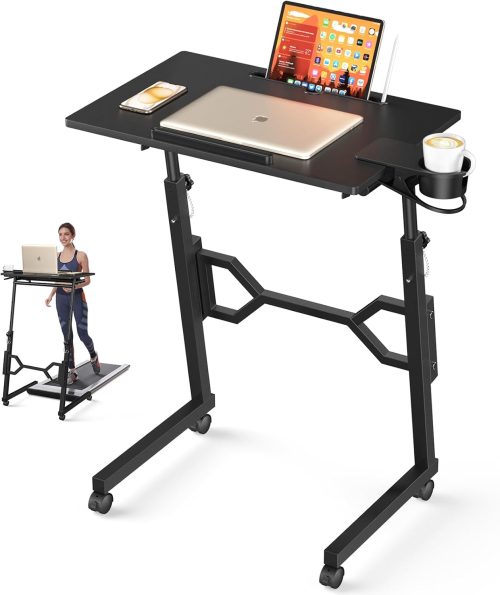 Portable Treadmill Desk, Adjustable Height, Wheeled, Compatible with Treadmill, Suitable for Laptops & Tablets