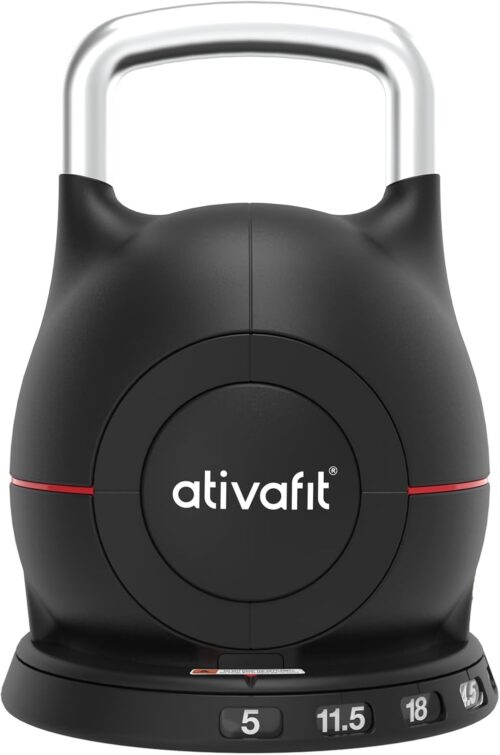 Ativafit 7 in 1 Adjustable Kettlebell 5-44lbs Adjustable Kettlebell with Solid Aluminum Handle Quick Adjustment Weights With Safety Locking Systerm Space Saving Strength Training For Women and Men Full Body Home Gym Workout