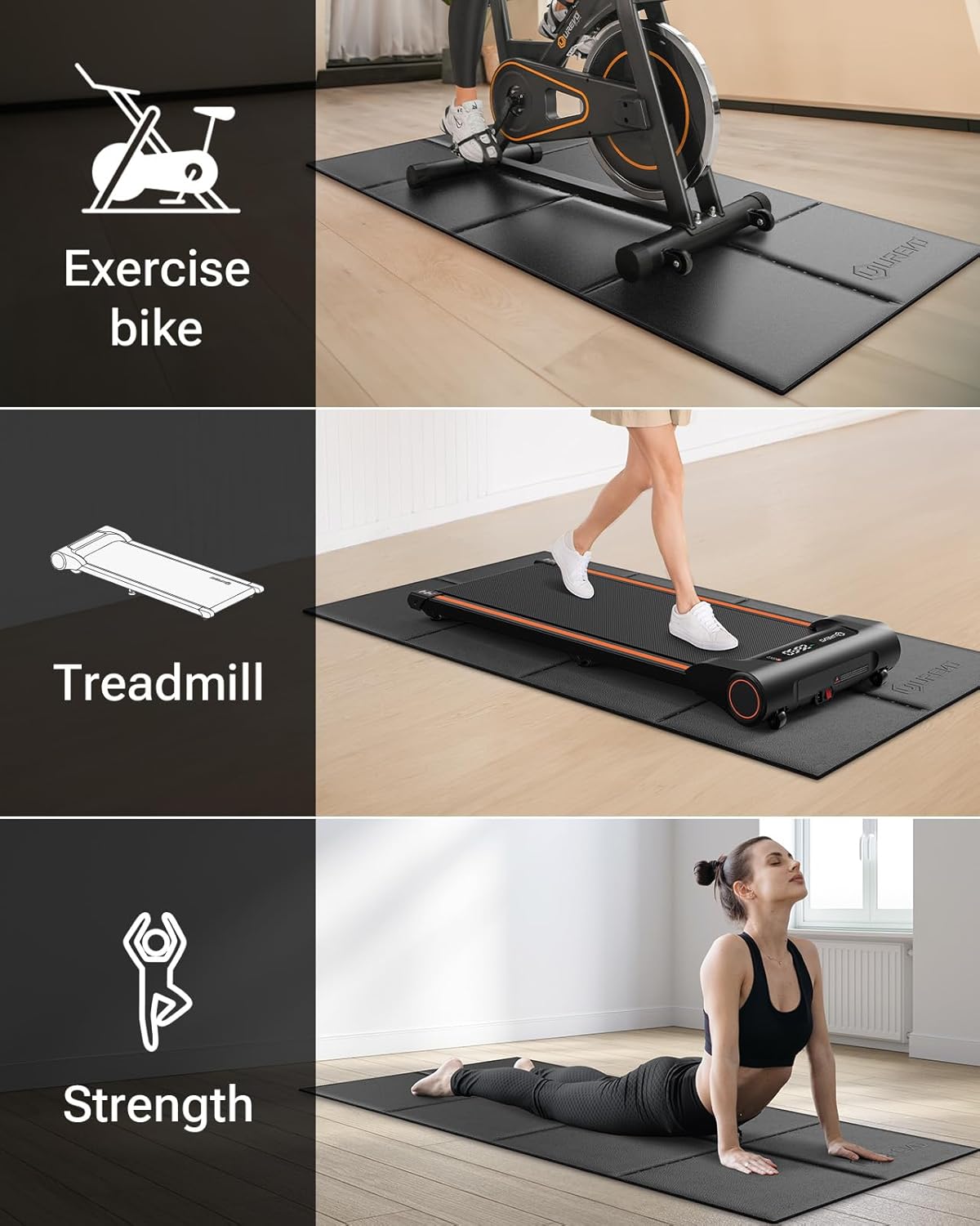 UREVO Foldable Treadmill Mat, Exercise Bike Mats for Home Gym Workout, Waterproof Non-Slip Exercise Equipment Mat Floor Protector for Indoor Cycles, Rowing Machine, Elliptical - Image 3