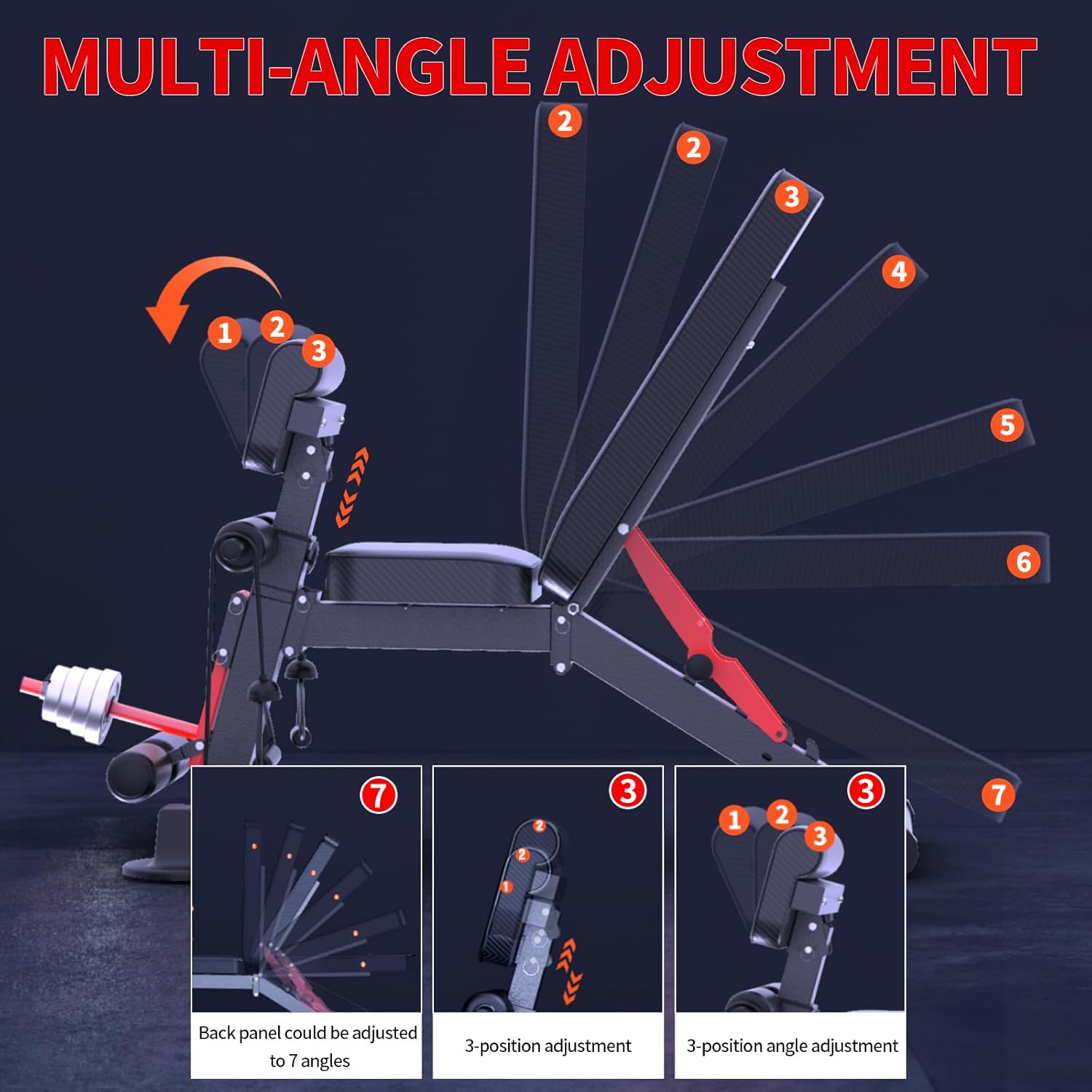 Adjustable Weight Bench,Utility Workout Bench Foldable Incline Decline Benches for Home Gym Full Body Workout,Load 600LBS - Image 4