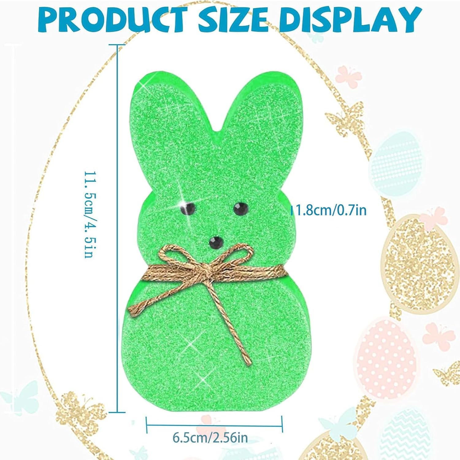 Easter Decor Bunny Signs: 5 Pcs Glittery Wood Easter Decorations for Tiered Tray Mantel Table - Image 3