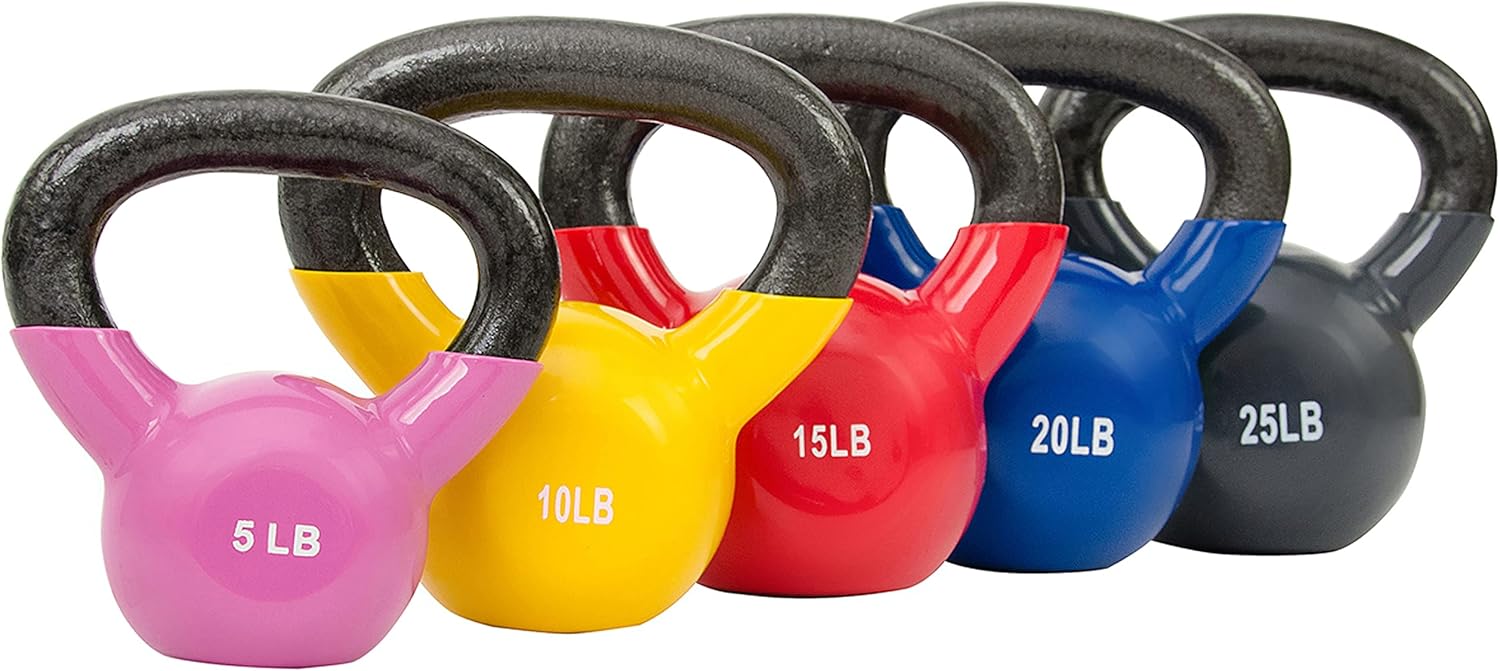 Sunny Health & Fitness Vinyl Coated Kettlebell for Strength Weight Training & Swinging Exercise - In 5, 10, 15, 20, 25 Pound - Image 7
