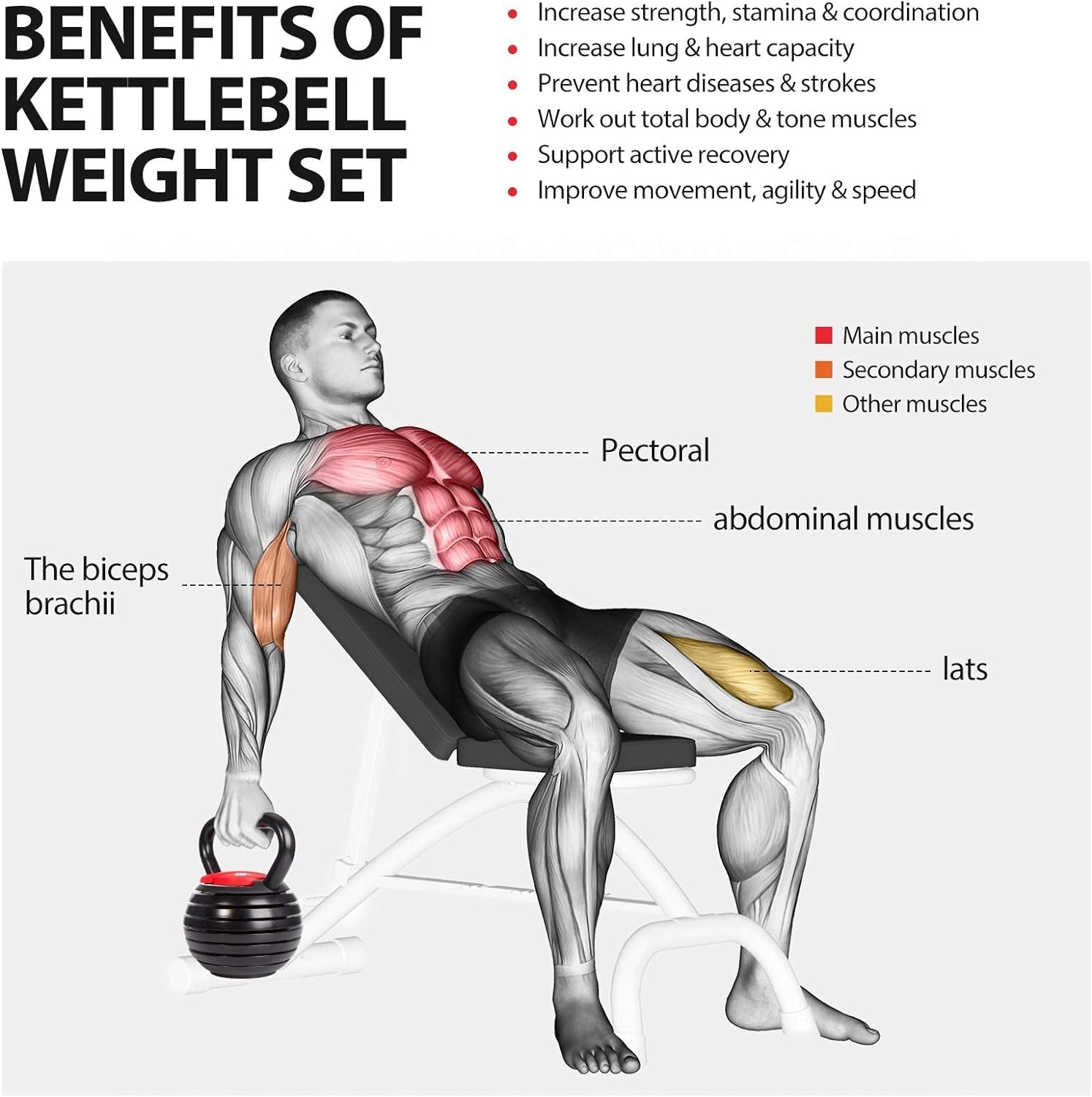 TopMade Adjustable Kettlebell Weights Set Cast Iron Exercise Fitness Kettle Ball Grip 5, 8, 9,12lb Free Weight Men Women Kettlebells for Home Gym Workout Ballistic, Core,Strength Training - Image 5