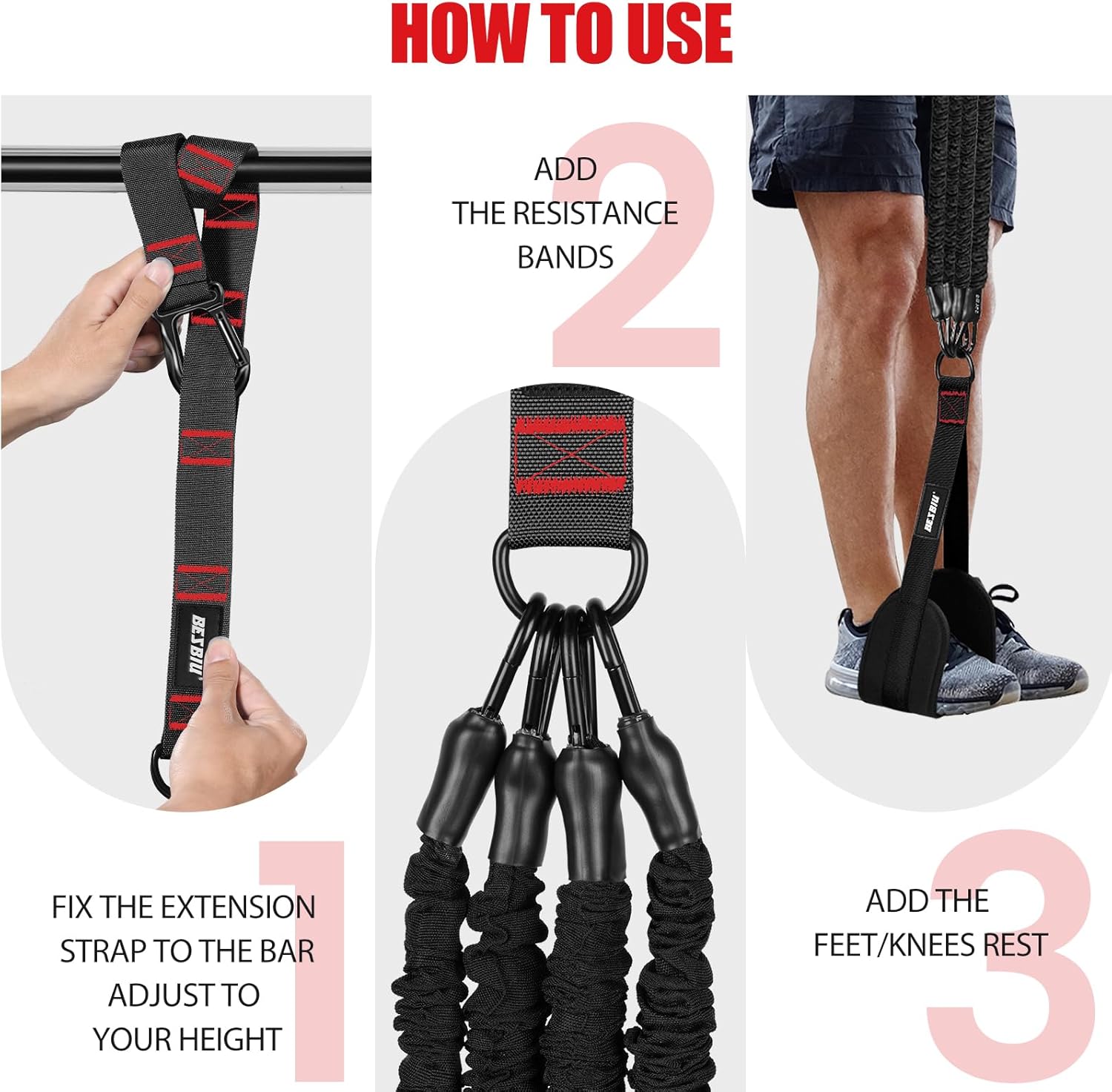 Heavy Pull Up Assistance Bands 260lbs - Resistance Bands for Pull Ups & Strength Training - Height Adjustable - Image 3