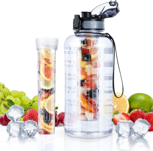 UTEBIT Fruit Infuser Water Bottle – 68 OZ Leakproof Plastic Infusion Bottle With Straw for Gym, Camping, Travel, Outdoor