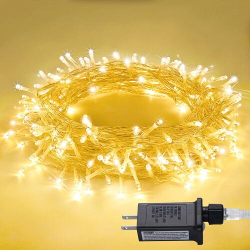 JMEXSUSS Connectable Warm White String Lights Indoor, 8 Modes Christmas String Lights Plug in Fairy String Lights for Bedroom, 33ft 100 LED Twinkle Lights Outdoor for Christmas Tree Decor