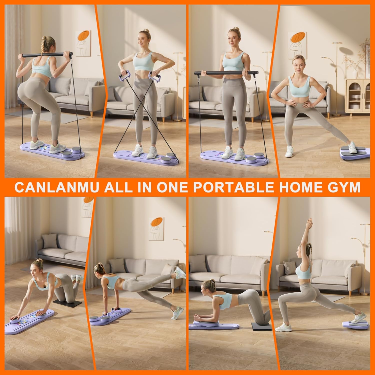 Pilates Board,Pilates Reformer Sets, Multifunctional Abdominal Pilates Board for Home Workout Equipment, Portable Foldable Ab Board Trainer Pilates Exercise Machine, Pilates Reformer Board for Women - Image 2