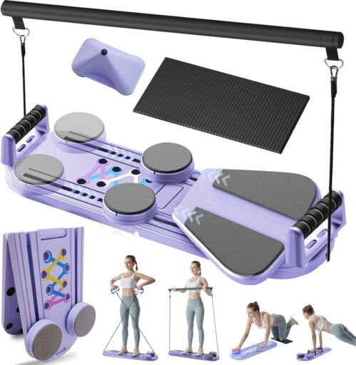 Pilates Board – Pilates Reformer Set, 6 in 1 Pilates Boards for Home Workout, Portable and Foldable Pilates Reformers Machine, Multifunctional Pilates Board for Women