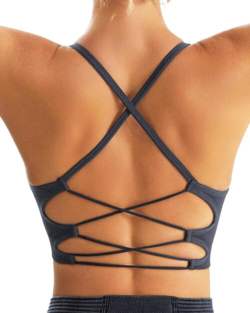 RUNNING GIRL Sports Bras for Women,Sexy Crisscross Back Seamless Padded Sports Bra Medium Support with Removable Pads