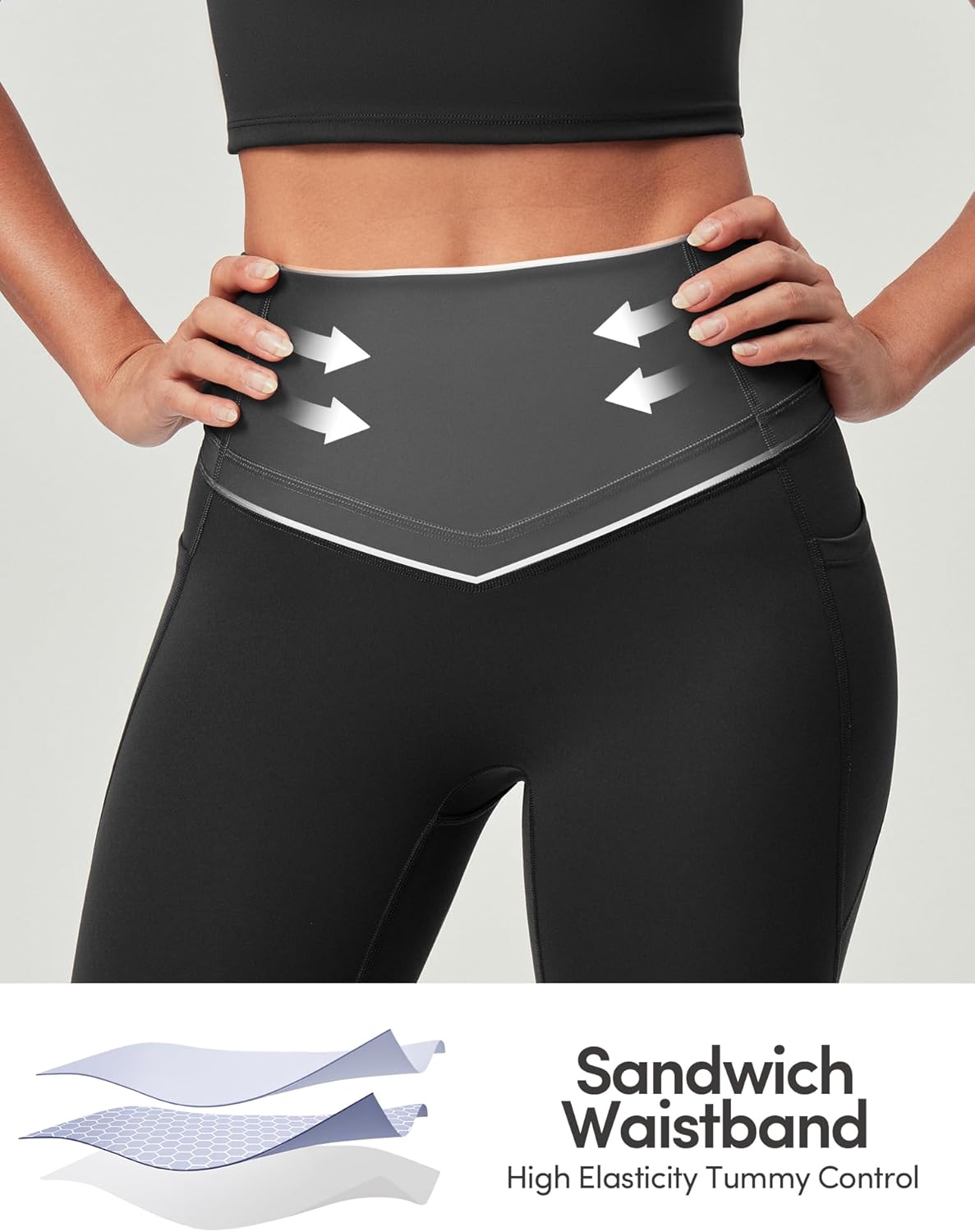 IUGA Compression Leggings with Pockets for Women Tummy Control Leggings No Front Seam Workout High Waist Yoga Pants - Image 3