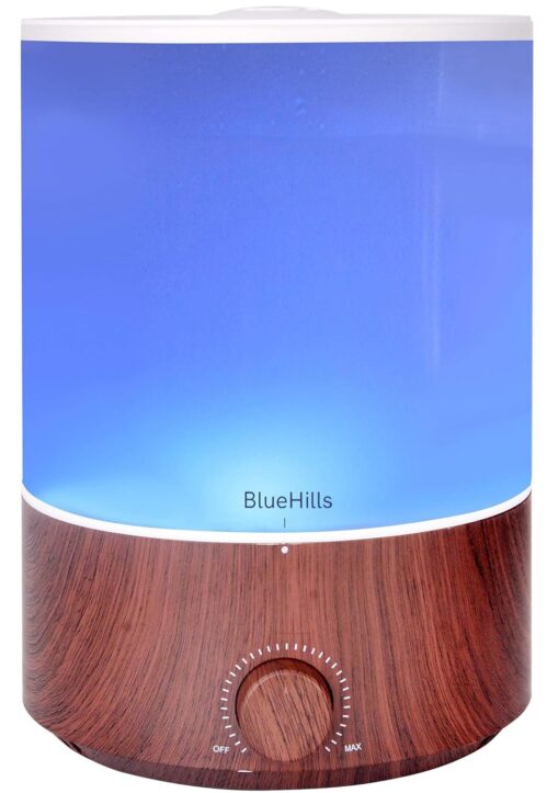 BlueHills Premium 4000 ml XL Essential Oil Diffuser 4L 4 Liter 70 Hour Run Humidifier Aromatherapy 1 Gallon Big Capacity High Mist Output for Extra Large Room Home Mood Lights Dark Wood Grain E402