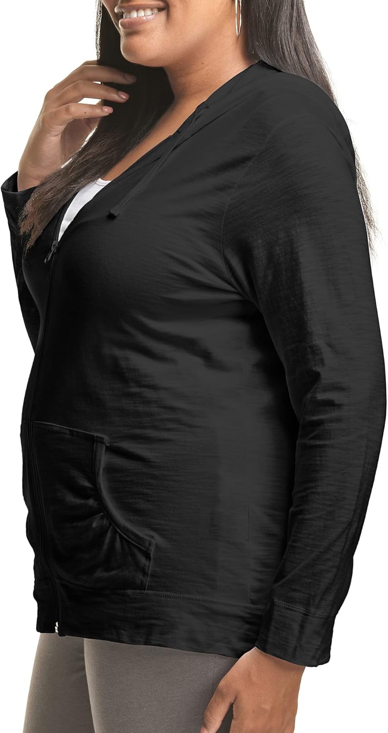 Just My Size Women's Full Zip Slub Hoodie Plus Size - Image 3