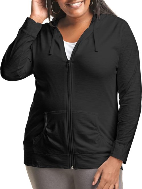Just My Size Women’s Full Zip Slub Hoodie Plus Size