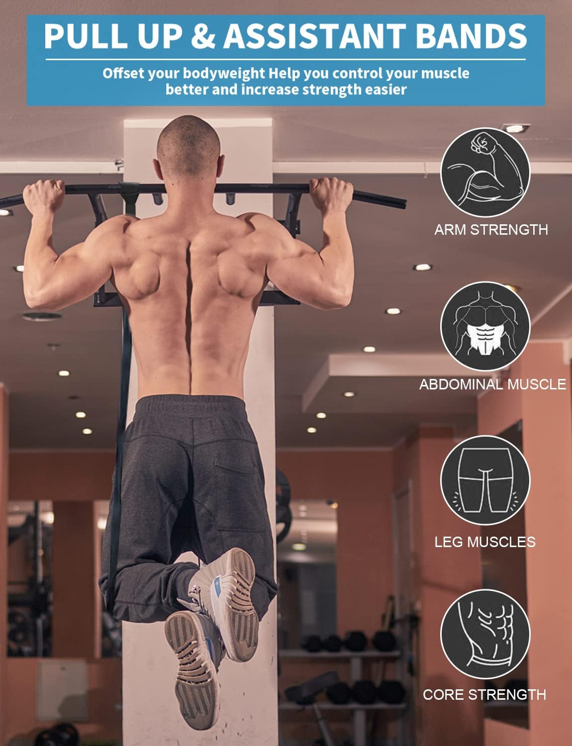 Resistance Bands, Pull Up Bands, Exercise Workout Bands for Working Out, Pull Up Assistance Bands Set for Men & Women, Body Stretching, Physical Therapy, Muscle Training - Image 5
