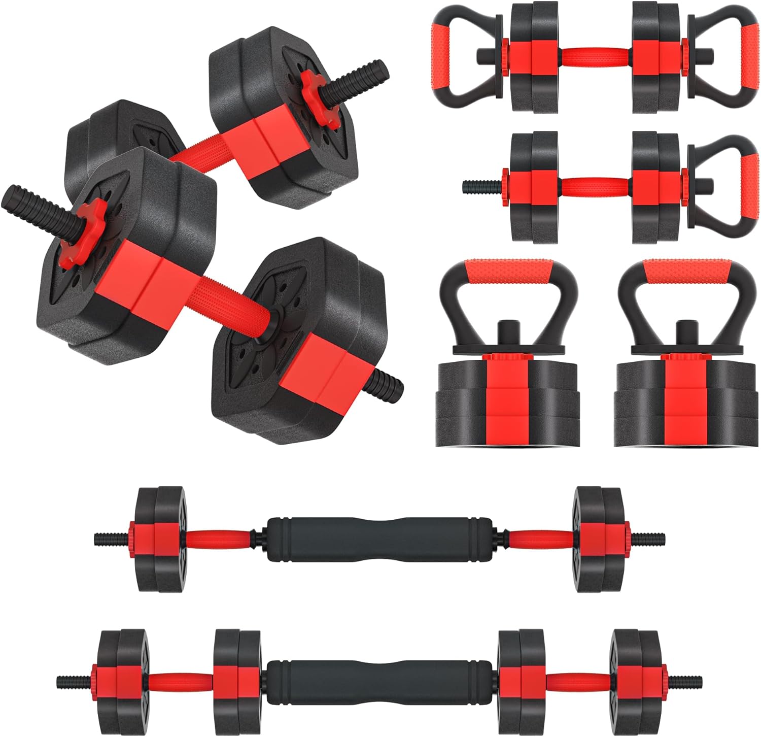 VIVITORY Dumbbell Sets Adjustable Weights, Free Weights with Connector, Non-Rolling Adjustable Dumbbell Set, Barbell for Home Gym, Hexagon, Cement Mixture