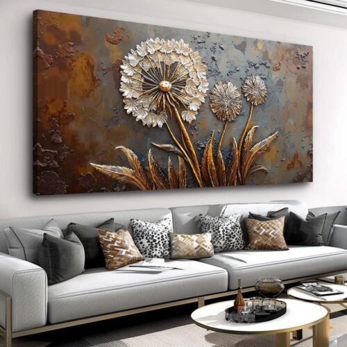 Large White Flower Wall Art with Taupe Background Elegant Flower Framed Floral Canvas Print for Living Room, Bedroom, Dining Room, Home Office Modern Ready to Hang Home Decor – 30″x60″