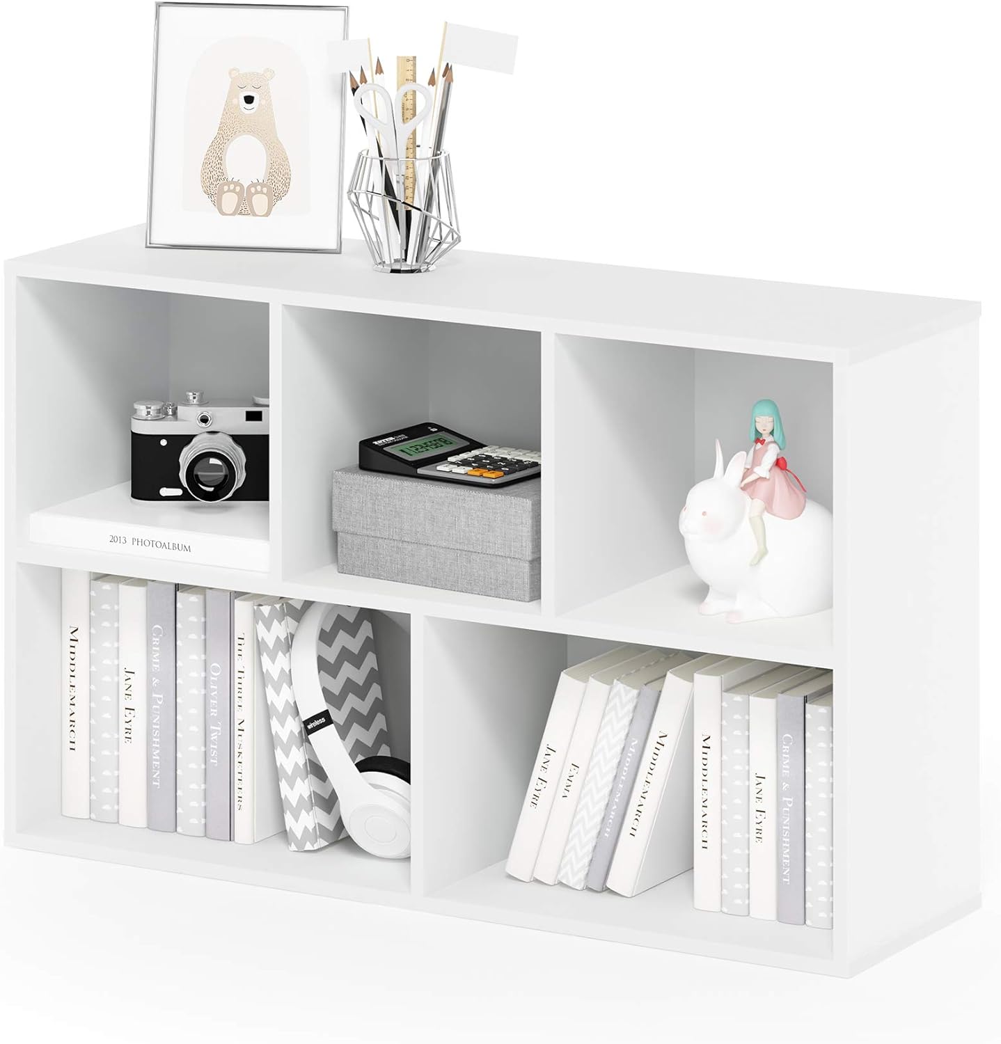 Furinno Luder Bookcase / Book / Storage , 5-Cube, White - Image 5