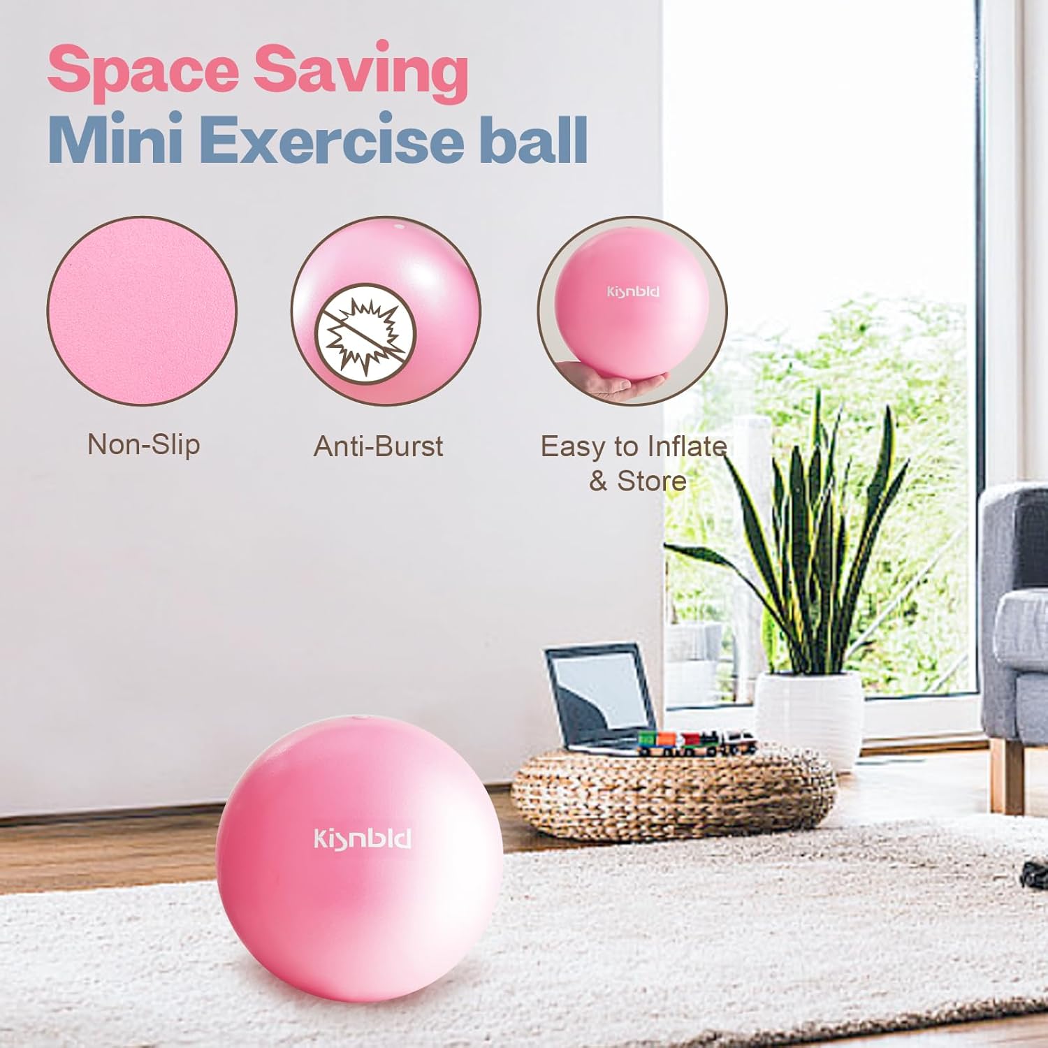 Small Exercise Ball, 9 Inch Mini Pilates Ball, Anti Burst and Slip Resistant Mini Yoga Ball for Stability, Fitness, Physical Therapy, Stretching & Core Strength Workout at Home Gym & Office - Image 5