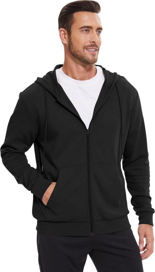 LETAOTAO Lightweight Hoodie Men Zip Up Hooded Sweatshirt Thin Slim Fit Jacket Available in Regular & Tall Sizes