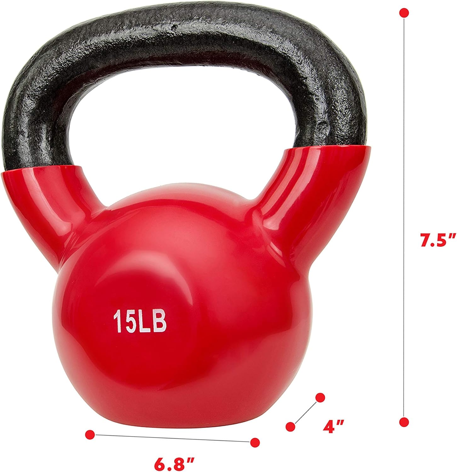 Sunny Health & Fitness Vinyl Coated Kettlebell for Strength Weight Training & Swinging Exercise - In 5, 10, 15, 20, 25 Pound - Image 3