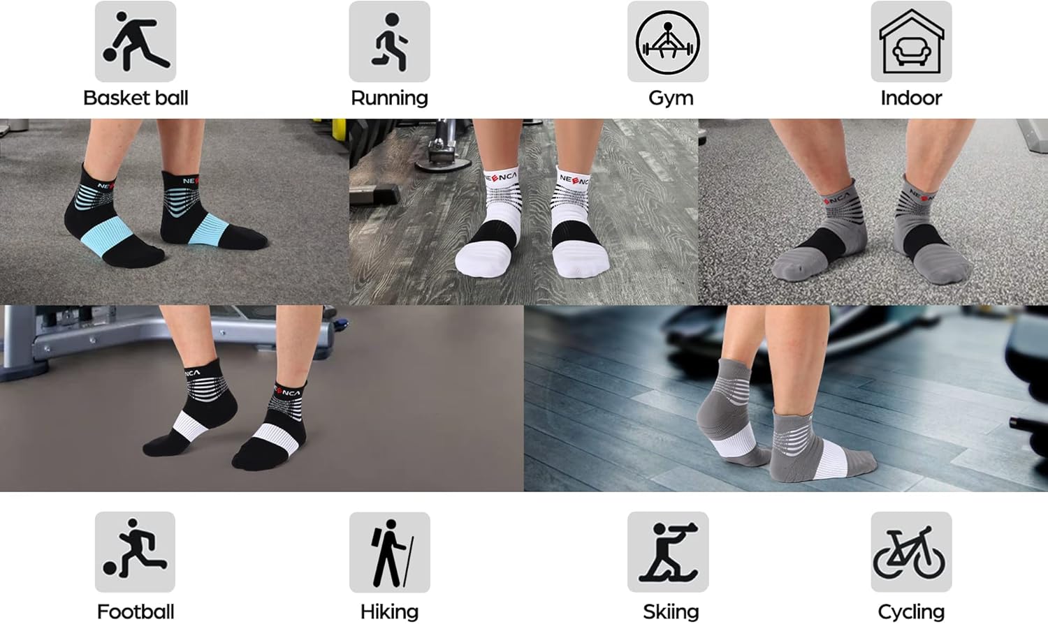 NEENCA Professional Compression Socks, Medical Athletic Ankle Socks for Injury Recovery & Pain Relief, Sports Protection, Circulation —1 Pair, 20-30 mmhg - Image 7